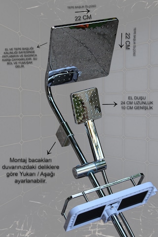 5512 Geniş Sabunluklu Robot Duş Seti Metalik Ve Eko Başlıklı Banyo Duş Takımı Krom