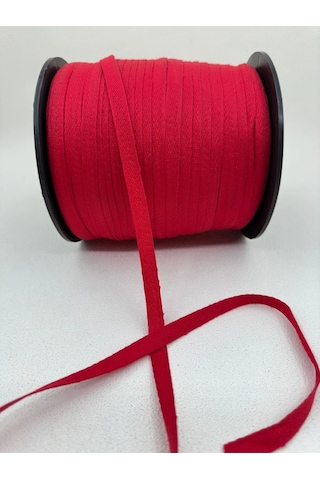 1 Cm Polyester Balıksırtı Şerit-5 Metre-kırmızı