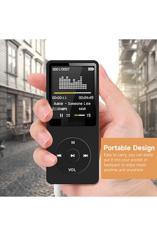 Springsun Siyah Taşınabilir Mp3 Çalar - 1.8 İnç Tft Ekran, Hd Mikrofon, Dış Ses, Video Oynatma, Fm Radyo, 160mah Pil, 32gb Tf Kart Desteği