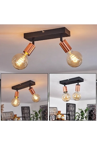 Riolıght Modern2 Siyah1 2xe27 Duylu Mafsallı Hareketli2 Başlık Glop Ampul Hariç Metal Spot Avize Siyah