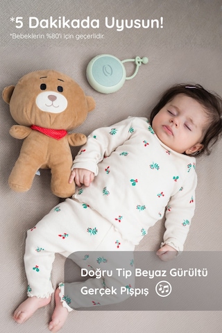 Budizzz Beyaz Gürültü Cihazı Pışpışlı Ninnili Radyasyon İçermeyen Bebek Uyku Arkadaşı Yeşil