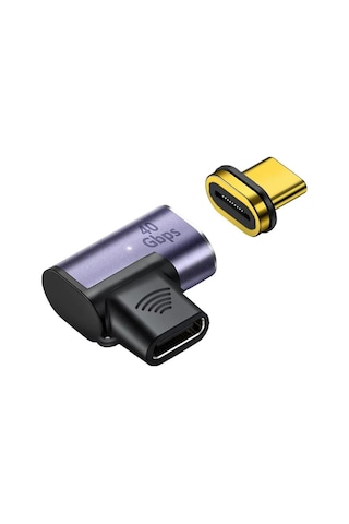 Mufunye Usb4.0 Tipi-c Manyetik Adaptör, 40gbps Hızlı Veri Ve Pd100w Şarj, Thunderbolt3 Uyumlu, Alüminyum Gövde, 90 Derece Erkek-dişi Bağlantı