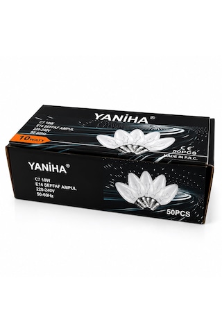 50 Adet Şeffaf Gece Lambası Ampul E14 - 10w C7 5523 Abanoz