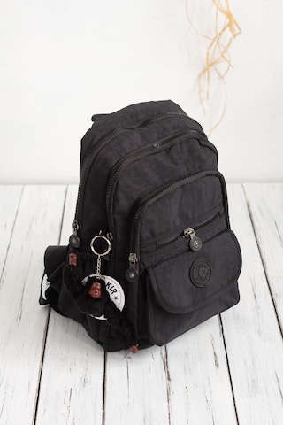 Krinkıl / Klinkır Su Geçirmez Ithal Kumaş Çok Gözlü Günlük Küçük Kadın Sırt Çantası Siyah 8317 Siyah