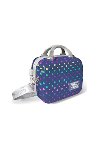 Coral High Lacivert Puantiye Desenli Omuz Askılı Pc Makyaj Çantası 16901