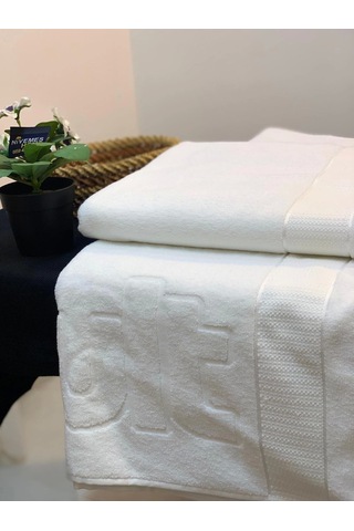 Nivemeshome Beyaz 90x150 Logolu Banyo Havlusu Beyaz
