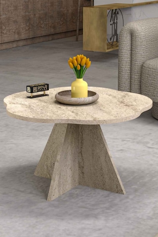 Northcity Çiçek Orta Sehpa Bej 70 Cm