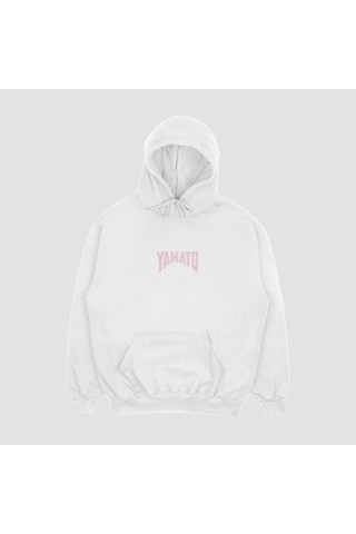 Unisex Beyaz Yamato Baskılı Hoodie Oversize Kapşonlu Sweatshirt Beyaz