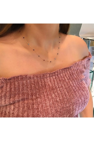 Glorria Glorria Altın Renkli Taşlı Sıra Kolye