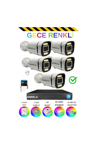 Snrelk Sencrom Hama 5'li 1080p Full Hd Gece Renkli 320 Gb Güvenlik Kamerası Set