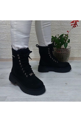 Pierre Cardin 52418 Siyah Süet İçi Kürklü Kaymaz Bayan Bot 001