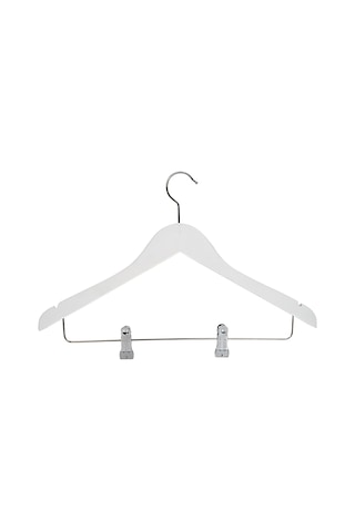Nyn Ahşap Askı Şık Mandallı Gömlek Etek Askısı Beyaz Renk 4 Adet