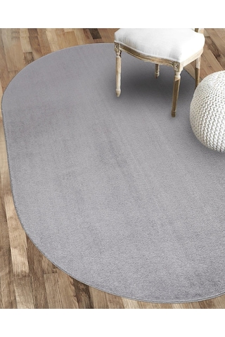 Vl Oval Comfort Overloklu Peluş Yolluk Açık Gri Oval Gri Saçaksız