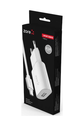 Mobilefix Ofset Serisi Zcs-03 Type-c 2 İn 1 Ev Şarj Seti 2.1a - Beyaz Beyaz