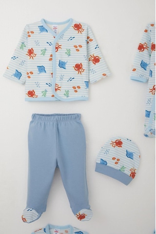 Breeze Erkek Bebek Hastane Çıkışı 8 Li Sevimli Deniz Hayvanları Desenli 0-3 Ay, Beyaz Beyaz