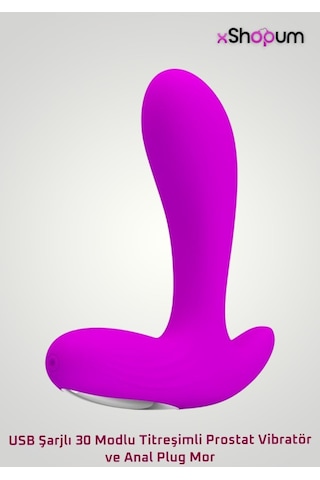 xShopum Usb Şarjlı 30 Modlu Titreşimli P Noktası Vibratör Ve Anal Plug Mor