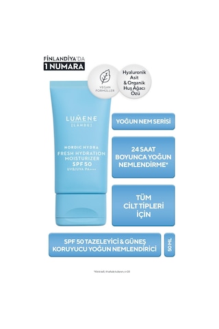 Spf50 Güneş Koruyucu Nemlendirici Tazeleyici Krem, 50 Ml, Tüm Cilt Tipleri Için