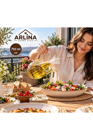750 Ml Çizgili İbrik Model Cam Yağlık Şeffaf