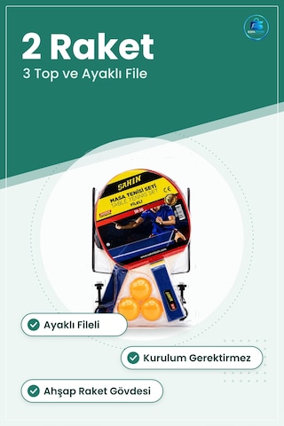 Masa Tenisi Seti 2 Raket 3 Top Ayaklı Fileli Pinpon Ev Okul Bahçe