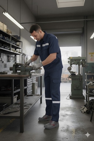 Erkek 7/7 Gabardin Kışlık Kargo Cepli İş Pantolonu Lacivert