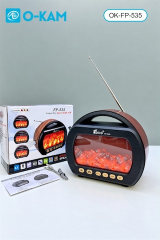 O-kam Ok-535 Bluetooth Fenerli Şömine Efektli Radyo