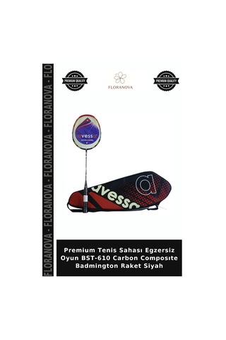 Premium Tenis Sahası Egzersiz Oyun Bst-610 Carbon Composıte Badmington Raket Siyah