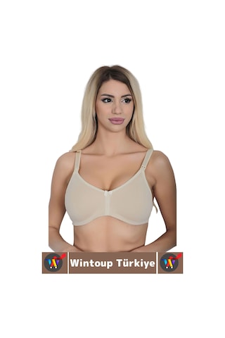 Wintoup Toparlayıcı Rahat Tam Kalıp Dikişsiz Balensiz Nefes Alabilir Yumuşak Pamuklu Penye Emzirme Sütyeni Ten