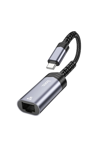 Hoco. Ua26 Tak Çalıştır Type-c To Rj45 100 Mbps Ethernet Dönüştürücü - Gri