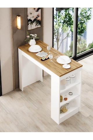 Shelfy Bar Raflı Yemek Masası Safir Meşe Safir Meşe