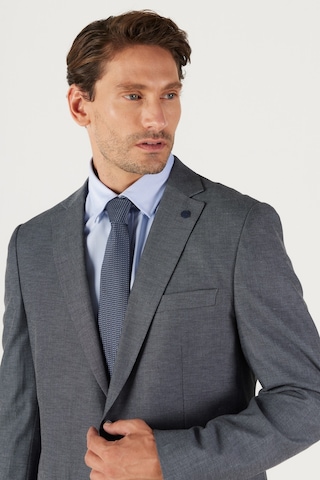 AC&Co / Altınyıldız Classics Slim Fit Dar Kesim Mono Yaka Armürlü Klasik Takım Elbise Antrasit