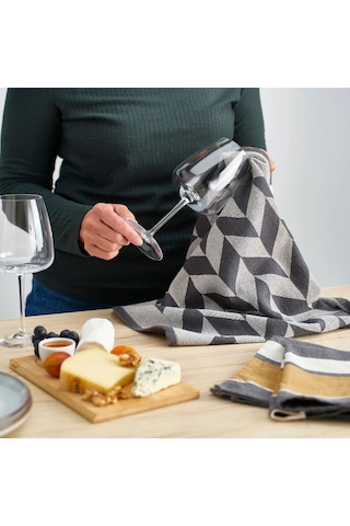 Ikea Sandvıva 2'lü Mutfak Havlusu 45 X 60 Cm Hardal - Gri - Açık Gri Çok Renkli