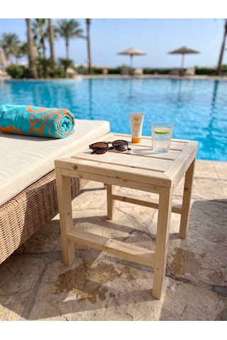Nest Woodtr Doğal Ham Ahşap Bahçe Sehpası 1 Adet 40x40x45cm