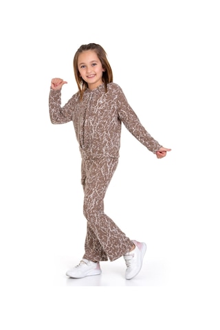 Kız Çocuk 2'li Triko Takım Pantolon+kazak 12124 Kahverengi