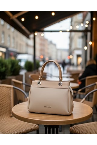 Just Polo Kadın Şık Ve Lüx El & Omuz Çantası Ebat 18 X 26 Cm Shopper Bej