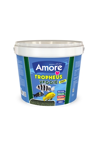 Amore Tropheus Veggie Chips Sarımsak Balık Yemi Kova 3 KG