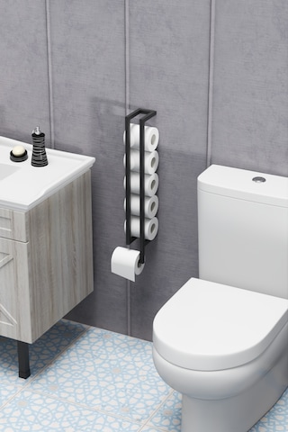 Retodesign Duvara Monte Wc Kağıtlık, Duvar Rafı 1875 Siyah