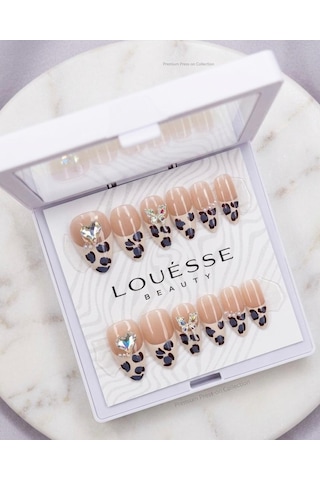 Louésse Wild Heart Takma Tırnak 12 Li Leopar Desenli Taşlı Nail Set