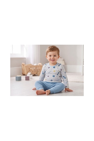 Mother Love %100 Organik Pamuk 2'li Uzun Kol Body 0-36 Ay Mavi