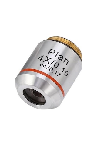 Mikroskop Objektifi 4x Infinity Plan Sonsuz Plan 4x/0.10 /0.17 Özel Kabında