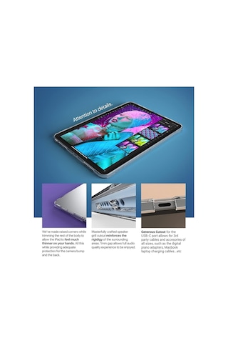 Apple Uyumlu iPad  Air 6 11 Inç 2024 M2 Çip Kılıf Süper Silikon Koruyucu Esnek Tam Kılıf Kılıf