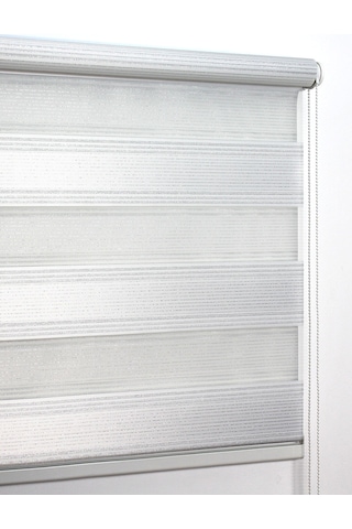 Buperde Beyaz - Gümüş Simli Pilise Pliseli Zebra Stor Perde