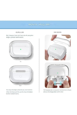 Airpods Pro 3 2025 Uyumlu Mat Silikon Kılıf 1 Kalite +kanca Şeffaf