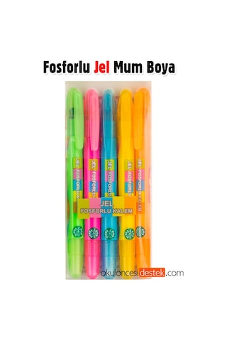 Çevirmeli Jel Mum Boya Fosforlu 5 Canlı Renk Bigpoint