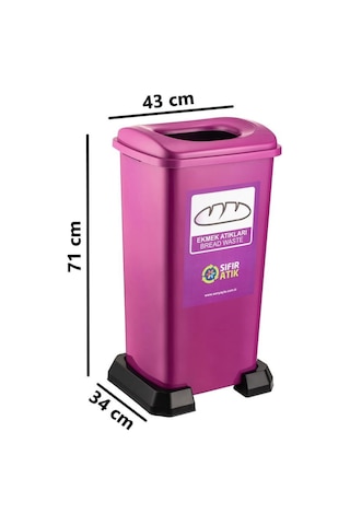 Omnipazar Sy-4398 Sıfır Atık Ekmek Geri Dönüşüm Çöp Kutusu 70 Lt Mor