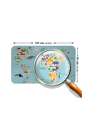 Eğitici Dünya Haritası Dünya Atlası Çocuk Ve Bebek Odası Duvar Sticker-60x105-3771 Çok Renkli