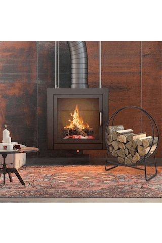 Yuvarlak Bükümlü Metal Şömine Odunluğu