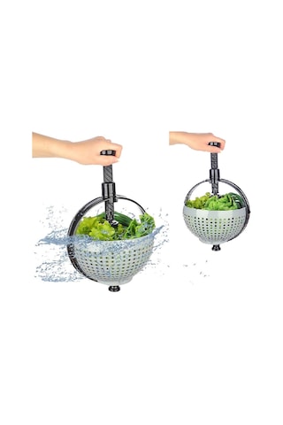 Hızlı Salata Kurutucu Süzgeç- Dönerli Süzgeç Dev Boy Beyaz