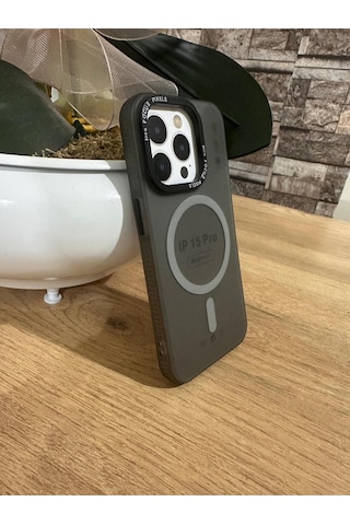 15 Pro Magsafe Destekli Kenar Korumalı Slikon Kılıf Koyu Gri