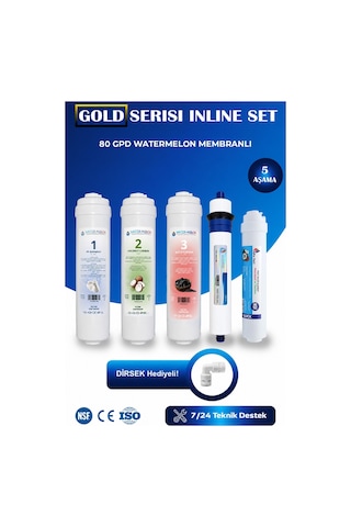 WaterMelon Kapalı Kasa 12 Inç Inline Su Arıtma Cihazı Filtresi 5 Aşamalı NSF'Lİ Vontron Membranlı Set