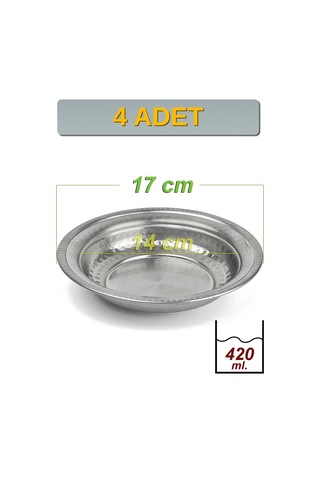 Binbir Trend 17 Cm Yanaklı Krom Çelik Yemek Ve Beyran Kasesi 420 Ml Lokanta Tipi Sulu Yemek Kasesi -kase1714 4 Adet
